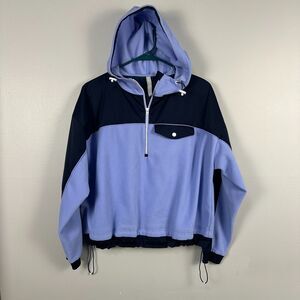 Athleta Womens Small Zion Microfleece 1/2 Zip Hoodie Sweatshirt Hood Blue